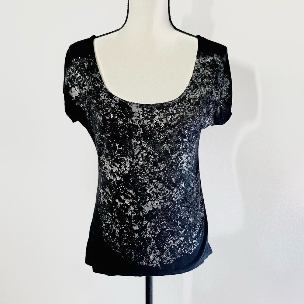 DayTrip Black & Silver Top Open Back Medium